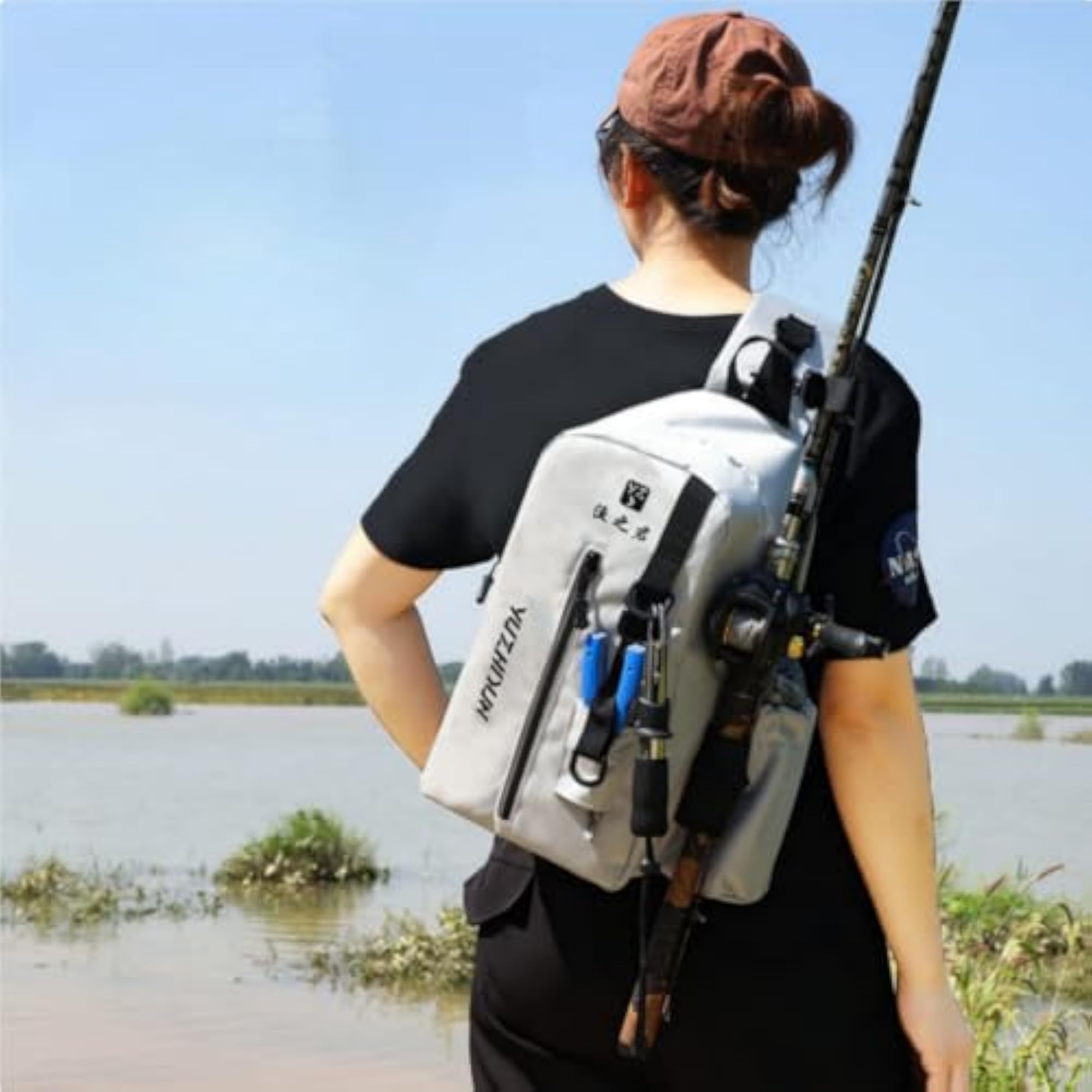 Fishing Shoulder Bag with Rod Holder, Organized Carrying
