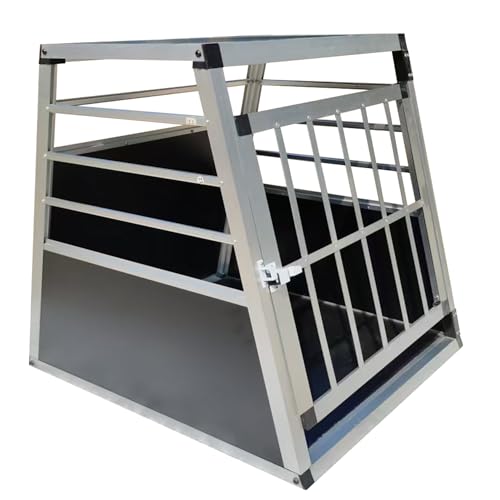 Hundebox Auto, 60x70x67.5cm Hundetransportbox Aluminium für Hunde Katzen, Groß Hundebox mit Sicherheitsverschluss, leicht und stabil (60x70x67.5cm)