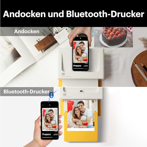 KODAK Dock Plus Fotodrucker 4PASS für Smartphones, Sofortdrucker mit 10×15 cm Fotos, Fotodrucker-Bundle mit 70 Blättern und Zubehör