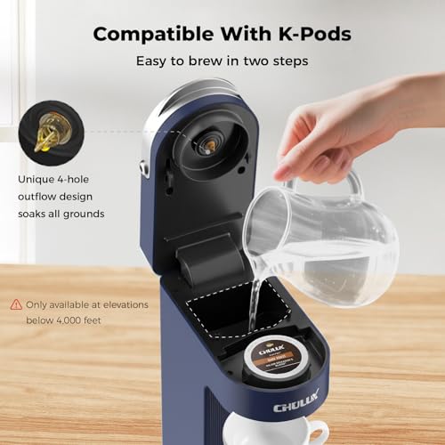 Image of CHULUX Slim Single Serve Coffee Maker for K Cup, One Cup Design, Matte Navy