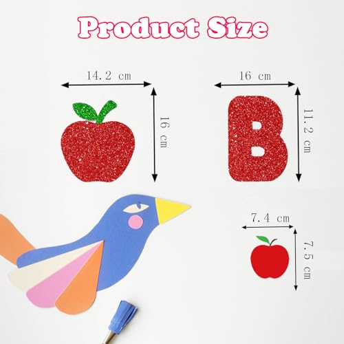 Glitzerndes Schulanfangsbanner, buntes Apfel-Bleistift-Girlandenbanner für den ersten Schultag, Klassenzimmer-Dekoration, Lehrergeschenke, Partyzubehör mit Apfel-Motiven