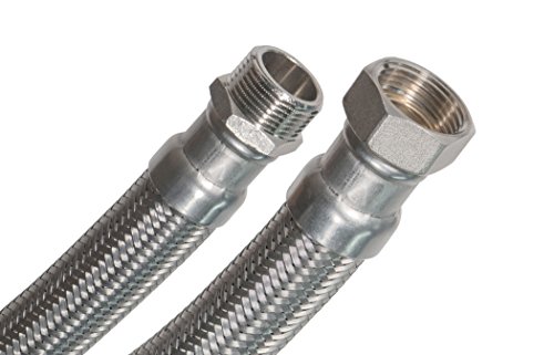 SFX® Panzerschlauch 100cm DN19-3/4 Zoll AG x 3/4 Zoll ÜM - Sanitär Heizung Solar Edelstahl Umflechtung Flexschlauch 1000mm