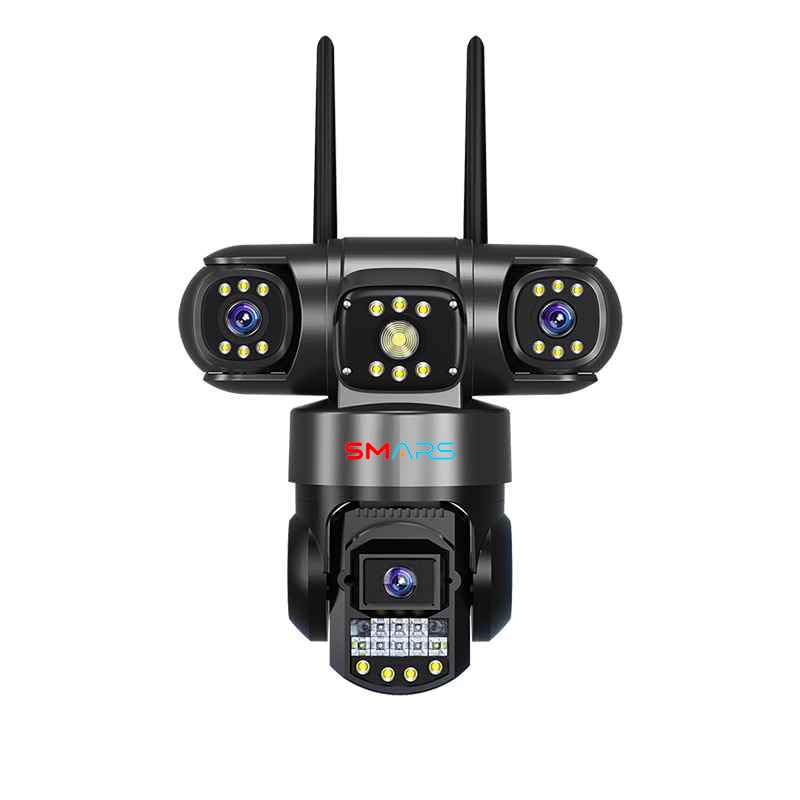 SMARS 4G Sim Based 5 MP Full HD Tripple Lens PTZ Camera | Outdoor & Indoor Security Camera | 2 Way Talk | Motion Detected | Night Vision | 360° Rotatable Lens | Cloud Storage