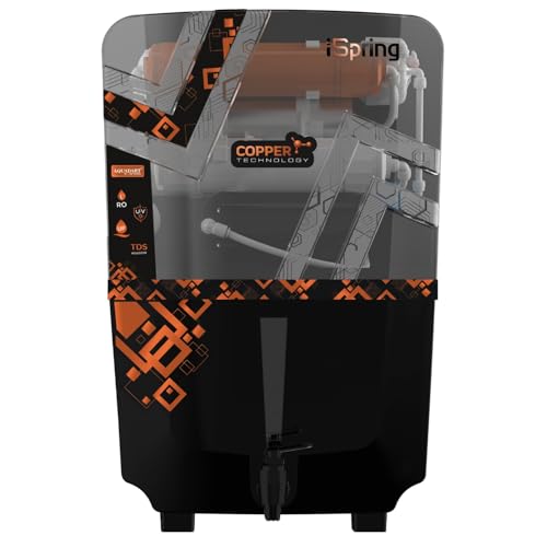 Image of iSpring Copper RO Water Purifier with 10 Stage Purification Filtration, UV, UF, TDS Adjuster and 12 Liter Storage Tank, Suitable for all type of water supply