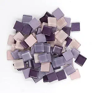 Sweven Art Mosaic Tiles, 15x15mm Square, 4mm Thick, Purple, Lilac & Light Pink (Pack of 200Gms)