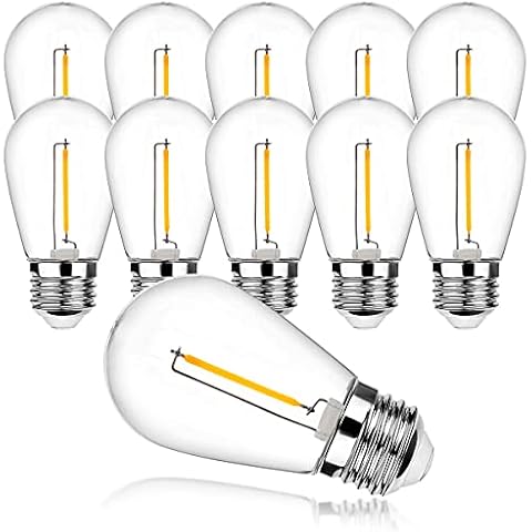 ProCrus E27 S14 LED Filament Light Bulbs,1W Vintage Edison Bulb,Warm White Retro Light Bulbs,5W Incandescent Equivalent,Plastic,for Outdoor String Lights Replacement Bulb,Pack of 10,Energy Class G Cover