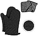 Price comparison product image Silicone Oven Gloves - Heat Resistant Non Slip Oven Mitts with 2 Pot Holders Long Cuffs Oven Gloves for Kitchen, Cooking, Baking, BBQ by Dualeco, 1 Pair Black