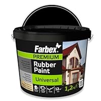 FARBEX Universal Premium Gummi Farbe-Innen und Außenfarbe für alle Oberflächen, Elastische Abdichtung gegen Feuchtigkeit, Witterung-1,2 kg-Schwarz