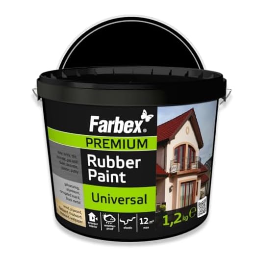 FARBEX Universal Premium Gummi Farbe-Innen und Außenfarbe für alle Oberflächen, Elastische Abdichtung gegen Feuchtigkeit, Witterung-1,2 kg-Schwarz