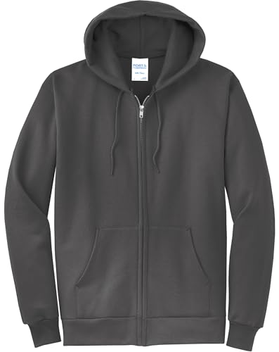 Port & Co Classic Fleece Full-Zip Hooded Sweatshirt-PC78ZH-S-Charcoal4