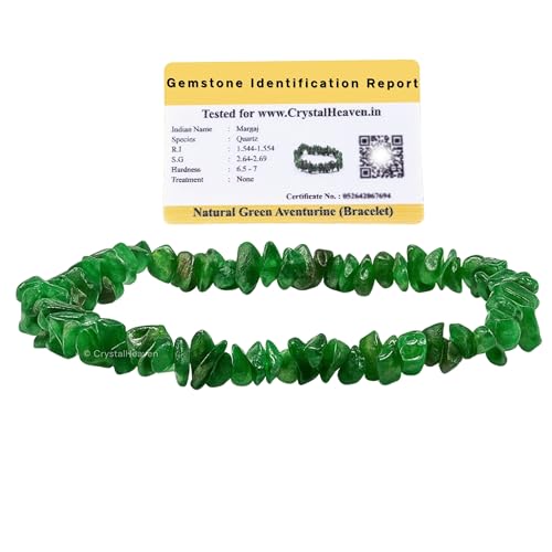 Image of Certified Green Aventurine Bracelet for Women Men with Healing Crystal and Reiki Stone - Beautiful Gemstone Beaded Bracelet for Balance, Harmony & Positive Energy (Chips Stone Beads)