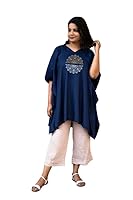 LetsDressUp Cotton Kaftan Kurtas for Women | XS to 8XL | Plus Size Kurtas for Women | Printed Kurtas| Kaftan Dress | Beach Dress Navy
