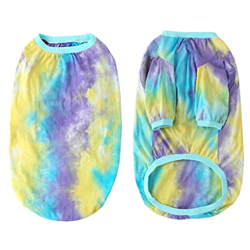Pripre Tie Dye Dog Clothes For Large Dogs Small Medium Breathable Cotton Dog Shirt Dog Pajamas Big Dogs Boy Girl L, Blue Tiedye #TOP1