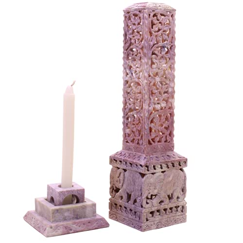 Kc Kullicraft Handmade Marble Soapstone Incense Stick Burner | Candle Stick Holder | Tea Light Burner - Elephant Carving Decorative Home And Kitchen Decor (3 X 3 X 11 Inches) #TOP3