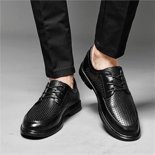 Men's Lace up Dress Shoes Classic Leather Oxford Black Comfortable Breathable Slip Rubber Sole Formal Business Casual Work Shoes British Style2