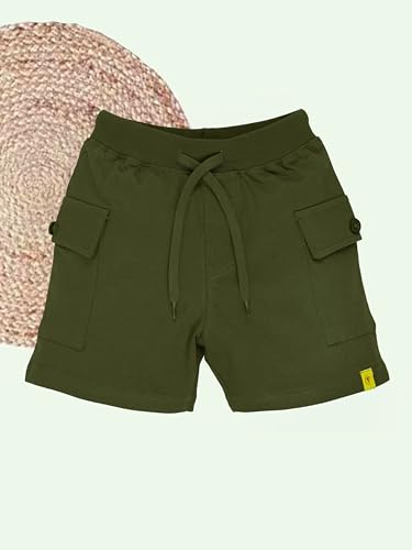 Image of KiddoPanti Boys 100% Cotton Knitted Above Knee Length Basic Cargo Shorts