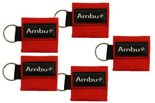 Ambu Res-Cue Key CPR Mask with Mini Keychain Pouch, Red (Pack of 5)