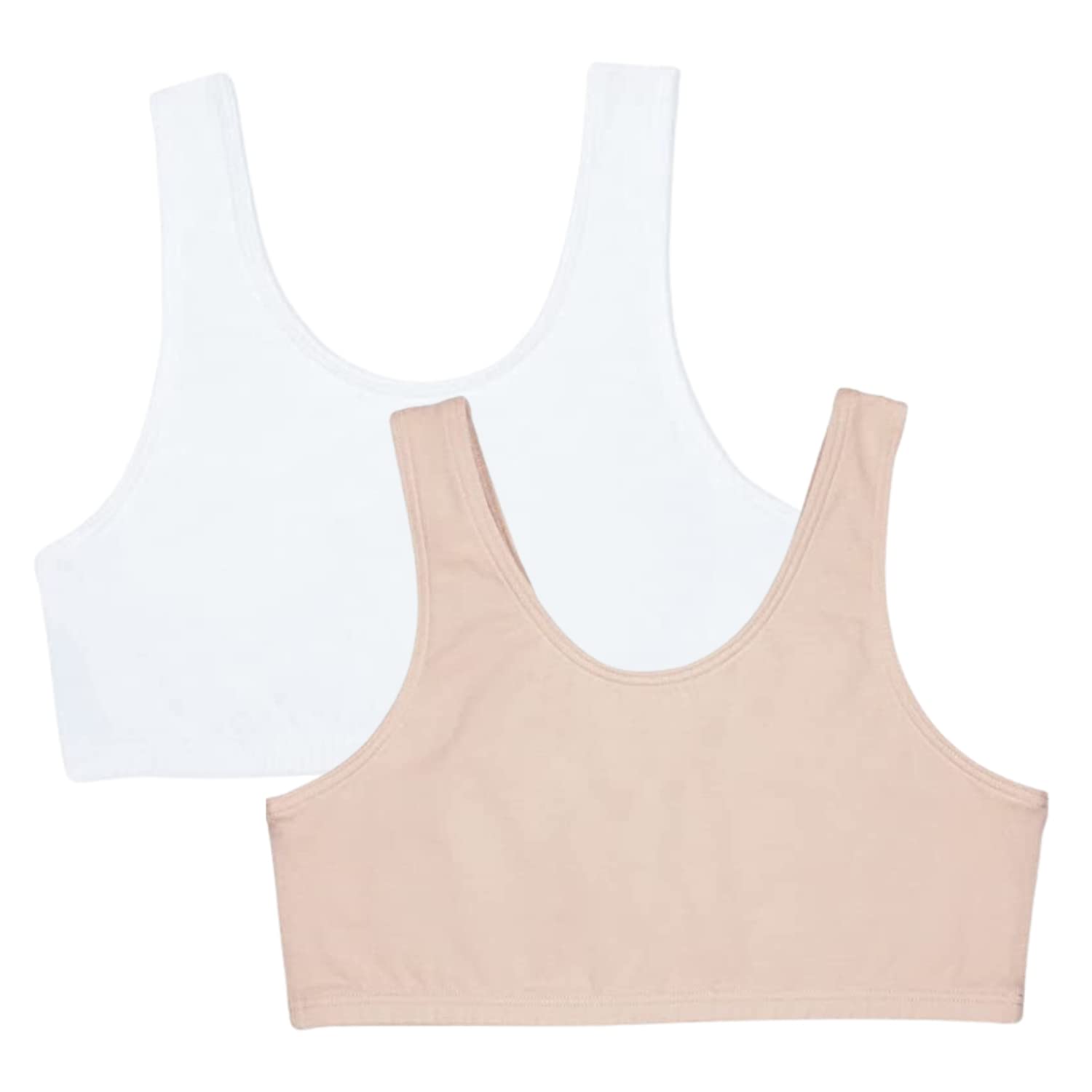 Sports Bra for Women & Girls, Cotton Non-Padded Full Coverage Beginners Non-Wired T-Shirt Gym Workout Bra with Regular Broad Strap, Activewear Training Bra for Teenager Kids (Pack of 2)-image-19