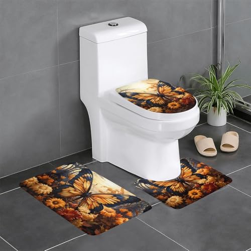 Tapis de salle de bain antidérapants absorbants et sécurisés jaune orange