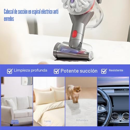 Miniatura 6 de Mini Cepillo Motorizado Anti Enredos Compatible Con Dyson V7 V8 V10 V11 V15 Gen 5 Aspiradora, Mini Boquilla Turbina Para Colchones De Limpieza, Tapicería Y Escaleras