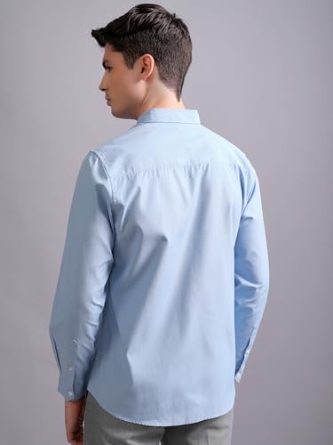 Image of Highlander Men's Slim Fit Shirts | Solid | Long Sleeves | Spread Collar | Formal Shirts | Men Shirts Powder Blue