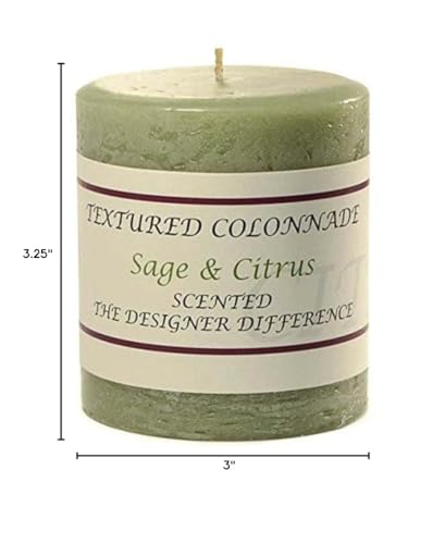 Kys Pack Of 2, Textured 3 Inch X 3 Inch Pillar Candles Sage And Citrus For Weddings thumb #1