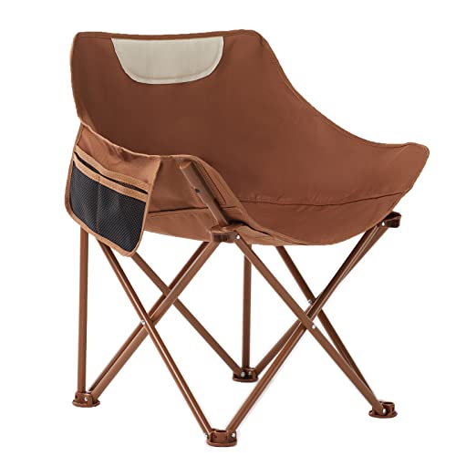 TOSAMC Portable Lightweight Compact Camping Foldable Chair with Carry Bag for Hiking Fishing Beach Brown
