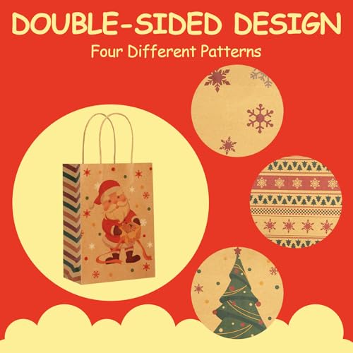 Image of Christmas Gift Paper Bags 24 Pack 5.8x3.2x8.25 in with Handles