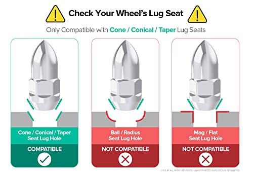 20Pcs Silver Chrome Bullet Style Lug Nuts - 7/16X20 Thread Size - 1.8 Inch Length - Cone Taper Acorn Seat - Compatible With Buick Chevy Chevrolet Oldsmobile Pontiac (See Listing For Exact Year Model) #TOP3