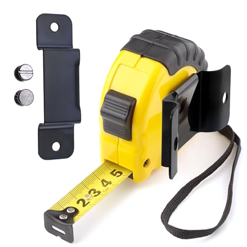 RLECS 4PCS 73.6mm Length Ferrous Metal Measuring Tape Holders Tape Measure Button Belt Tape Measure Holder Metre Gauge Tabs with Rivets Tool Kit Hardware