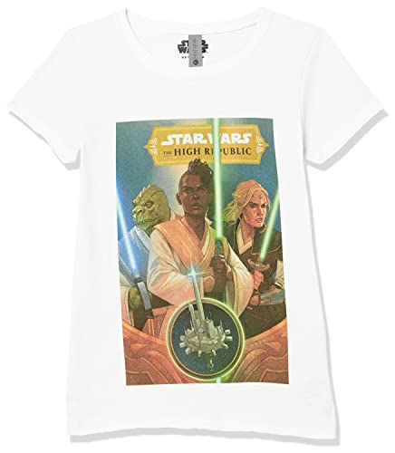 T-shirt Star Wars fille blanc coton motif imprimé Hero Cover XL