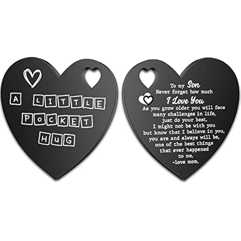 Heart Pocket Hug Token Long Distance Relationship Keepsake Stainless Steel Double Sided Inspirational Gift Social Distancing Gift Inspirational Little Pocket Hug Token for Son Pocket Keepsake Cover
