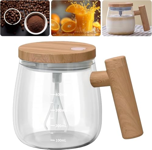 HUFATWINS Self Stirring Mug Electric Mixing Cup Lightweight Self Stirring Coffee Mug Electric High Speed Mixing Cup For Stir Mixed Drink Office Milk Protein for Office Home 400ml (Clear)