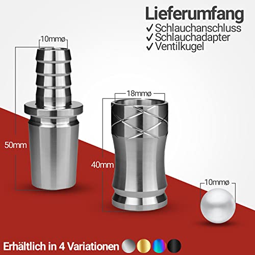 Shisha-Schlauchadapter 18/8 Schliff Rostfreies V2A Edelstahl - 2-teilig inkl. Ventilkugel - Universal für jede Shisha… – Bild 7