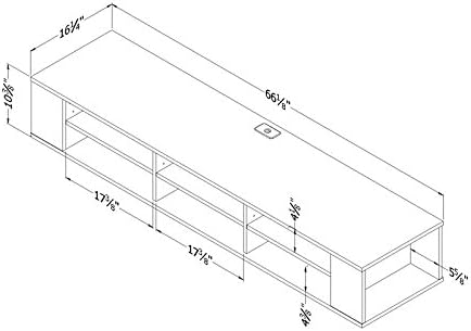 City Life Wall Mounted Media Console - 66” Wide - Extra Storage - Black Oak - By South Shore