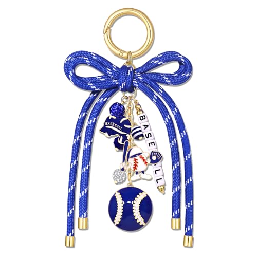 PHALIN Baseball Bag Charm for Women Men Nylon Rope Bow Baseball Purse Charms Keychain Game Day Bag Accessories Essentials Party Favors Gifts