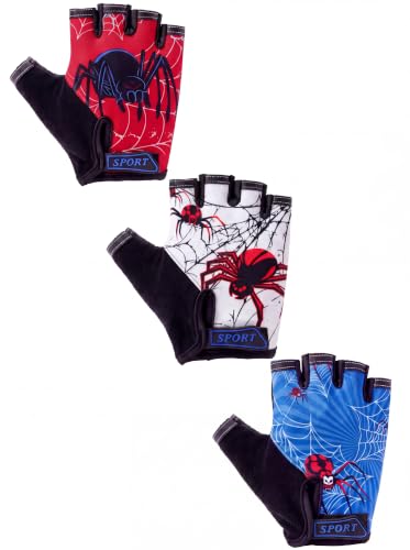 Image of Boao 3 Pairs Kids Half Finger Bike Gloves