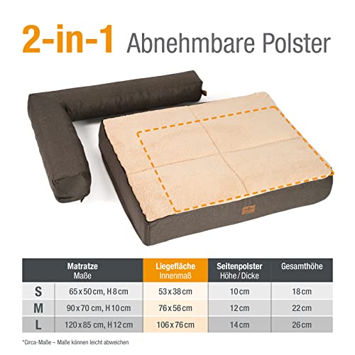 JAMAXX® Premium 2-in-1 Sofa Orthopädisch Memory Foam Matratze EXTRA BREIT - große Hunde Hundekissen Flauschig Kuschelig - Hundebett Waschbar - VISCO Polster abnehmbar, PDB3014 (L) 120x85 Sand Fleece