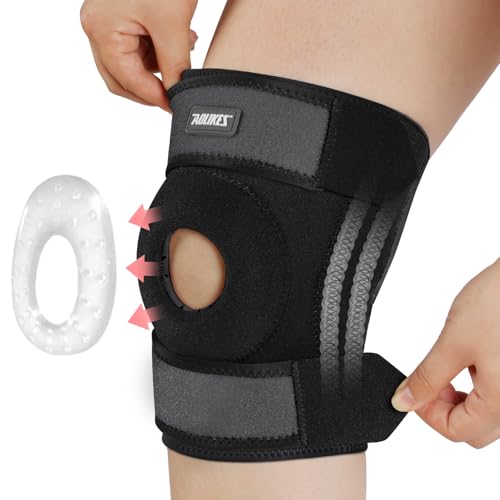 Fefod Rodilleras Menisco y Ligamento, Rodillera Ajustable en Neopreno para Mujer, Estabilizadores Laterales Dobles Ideal para Artritis, Rehabilitación y Prevención de Lesiones （Negro）