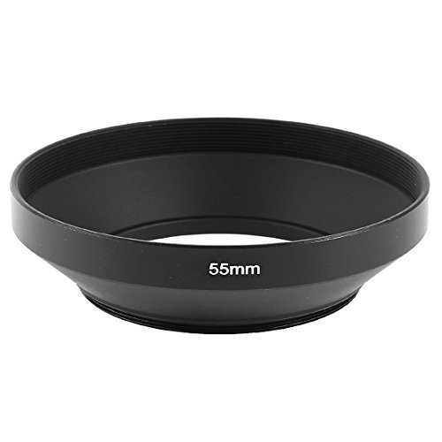 Uxcell parasol de lente universal de metal negro de 55 mm rosca para lente gran angular, 1 pieza miniatura 1