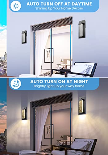 Dusk To Dawn Outdoor Wall Lights Fixture Exterior Porch Lights Led Wall Sconce With Crystal Glass, Waterproof Outdoor Lights For House With Photocell Sensor 12W, 3000K For Garage, Patio(2 Pack) #TOP1