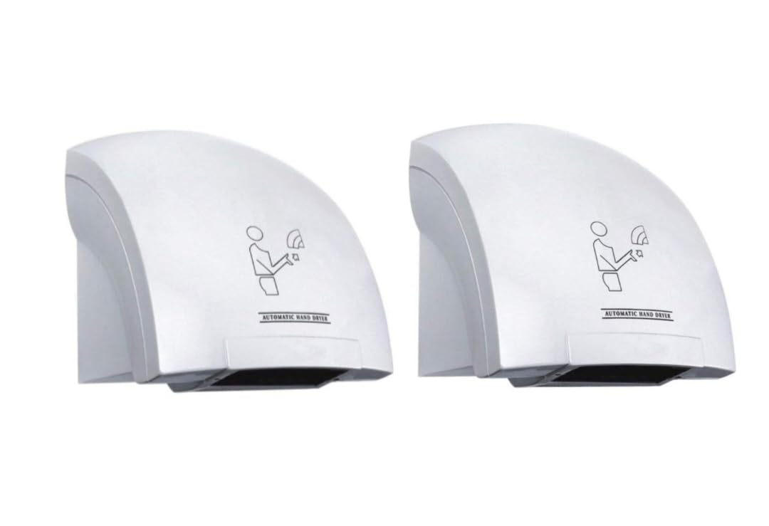 1800W ABS Plastic Automatic Sensor High Jet Speed Fast Dry Hand Dryer, Color (White)...Suitable for (Home, School, Hotel, Gym Etc) (Pack of 2pcs)