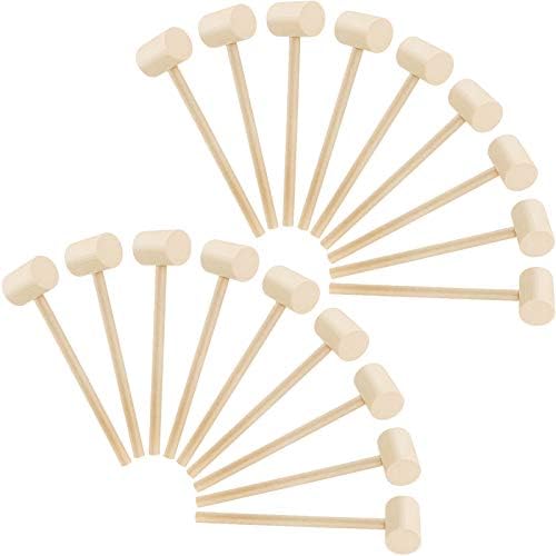 18 Pieces Mini Wooden Crab Lobster Mallets Seafood Shellfish Crab Hammer Solid Hardwood Hammer for Breakable Chocolate Heart, Cracking Seafood Tool and Craft Toys for Kids