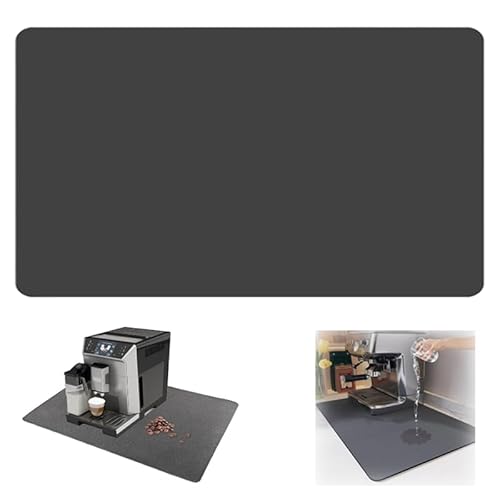 GIUSOBG Alfombrilla Escurreplatos de Café 60 * 50cm Súper Absorbente Alfombrilla Gris Oscuro Secado de Platos Estera Fregadero Secado Rápido Almohadilla Fregadero Cocina Cafetera