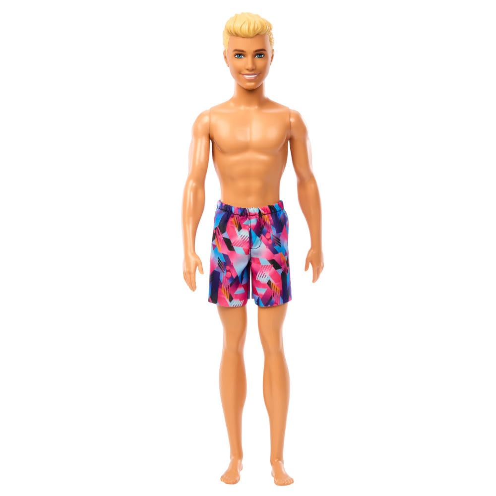 Barbie Beach Ken Doll with Blond Hair Wearing Purple Swimsuit, Barbie Pool and Beach Toys