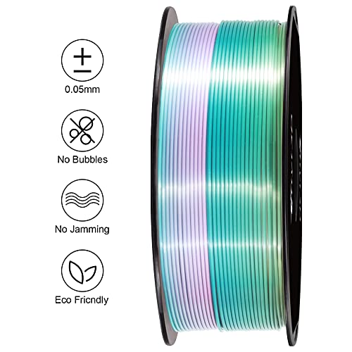 Image of Silk Blue Purple Multicolored Fast Color Gradient Change PLA 3D Printer Filament, 1.75mm 1Kg Multi Colored Rainbow 3D Printing Material, Widely Fit for 3D Printers with Extra PLA Sample Pack by TTYT3D