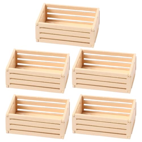 Gadpiparty 5 Caisses Miniatures en Bois De Pin Poli À La Main pour Maison De Poupée Petits Paniers De Rangement en Bois pour Jouets Aliments Et Décoration...