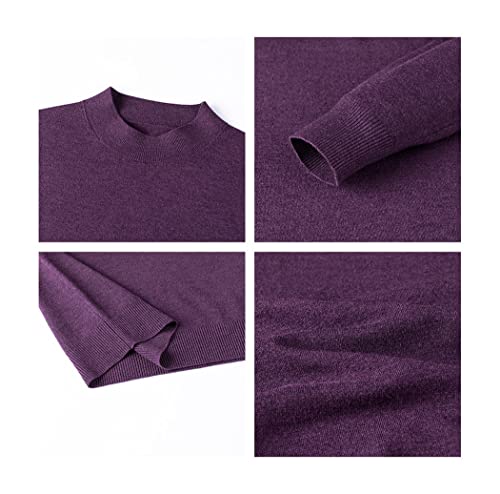 Pull à col roulé violet pour femme YIOLEAMP tricot automne hiver M - 4