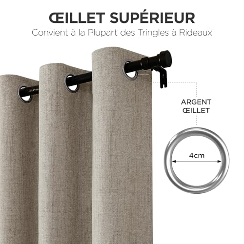 Rideau occultant effet lin 140x245 Joydeco isolant thermique - 6