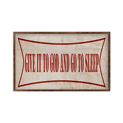 Cadre en bois « Give It to God And Go to Sleep » pour libérer l'esprit avant la nuit